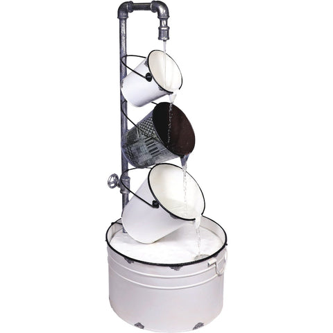 Alpine Rustic Cream & White Iron Pails Fountain; Mfg #MCC594