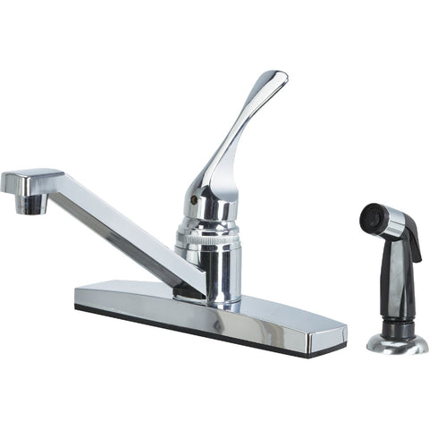 Home Impressions Single Handle Nonmetalic Kitchen Faucet with Black Sprayer; Mfg #FS61R101CP-JPB3