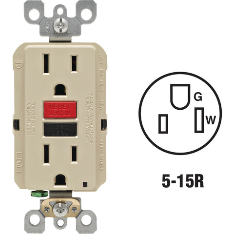 Leviton SmartLockPro Self-Test GFCI Outlet; Mfg #R21-GFNT1-0RI