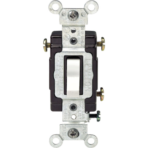 Leviton Illuminated Commercial Grade Toggle 3-Way Switch; Mfg #C22-05503-LHW