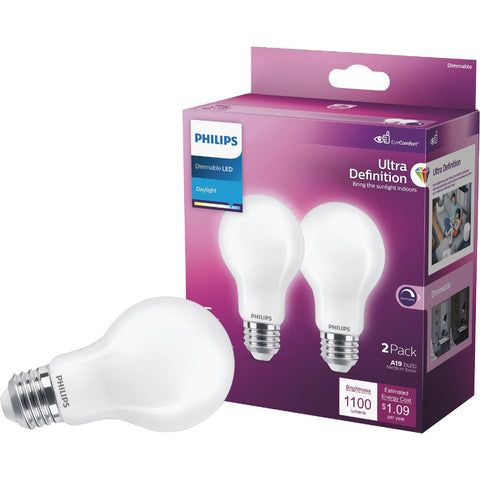 Philips Ultra Definition Dimmable LED A19 Light Bulb; Mfg #586999