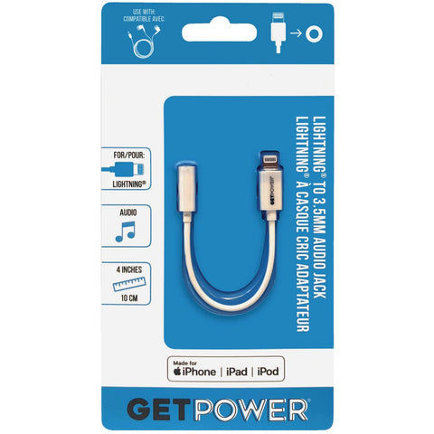 GetPower White Earbuds; Mfg #GP-ADPT-ALAUX