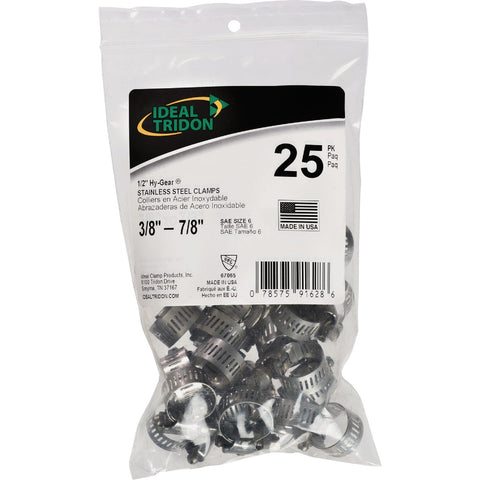 Ideal HY-GEAR Stainless Steel Worm Gear Hose Clamps; Mfg #6706550