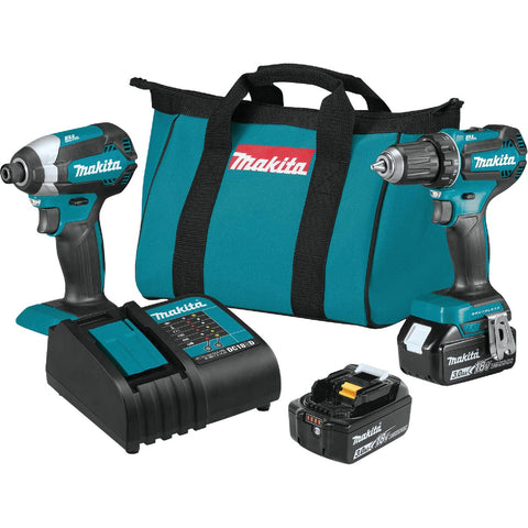 Makita 2-Tool Compact Drill/Driver & Impact Driver Cordless Tool Combo Kit; Mfg #XT281S