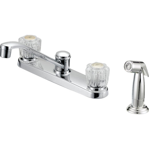 Home Impressions Double Acrylic Handle 1.8 GPM Kitchen Faucet With Side Sprayer; Mfg #F8F11105CP-JPA9