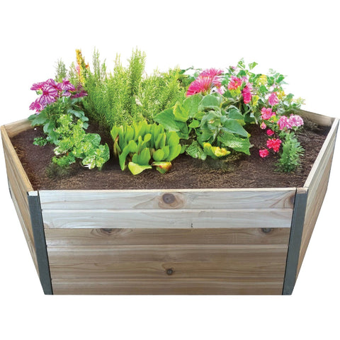 Real Wood Products Hexagon Cedar Raised Garden Bed; Mfg #G4024