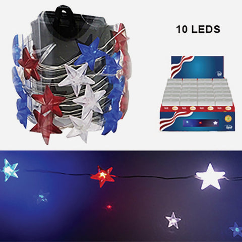 Alpine Patriotic Battery Operated Patio String Lights; Mfg #COR264BB-TM