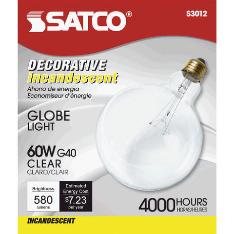 Satco G40 Globe Incandescent Special Purpose Light Bulb; Mfg #S3012