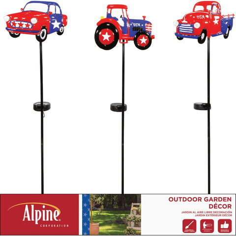 Alpine Patriotic Car LED Garden Stake; Mfg #SUG344A