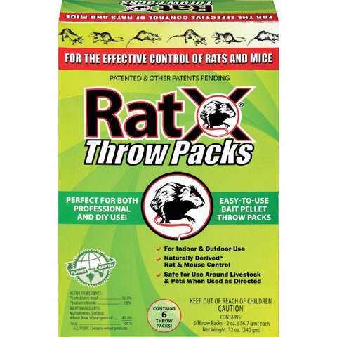 RatX Throw Packs Rat And Mouse Killer; Mfg #620103