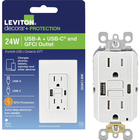 Leviton SmartLock Pro USB Charging Outlet; Mfg #GUAC1-0BW