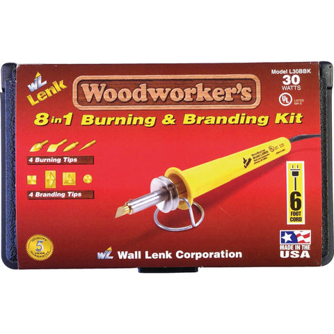 Wall Lenk Woodworker's 8-in-1 Branding & Wood Burning Kit; Mfg #L30BBK