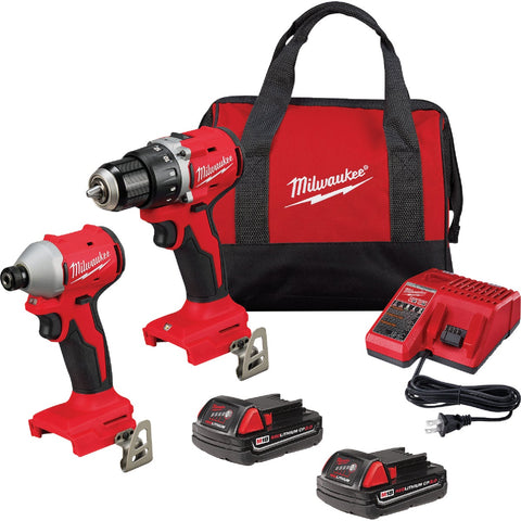 Milwaukee M18 Li-Ion Brushless Drill/Driver & Impact Cordless Tool Combo Kit; Mfg #3692-22CT