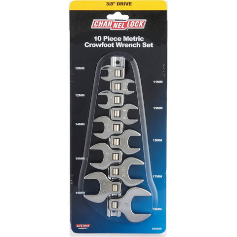 Channellock 10-Piece Metric Crowfoot Wrench Set; Mfg #302950