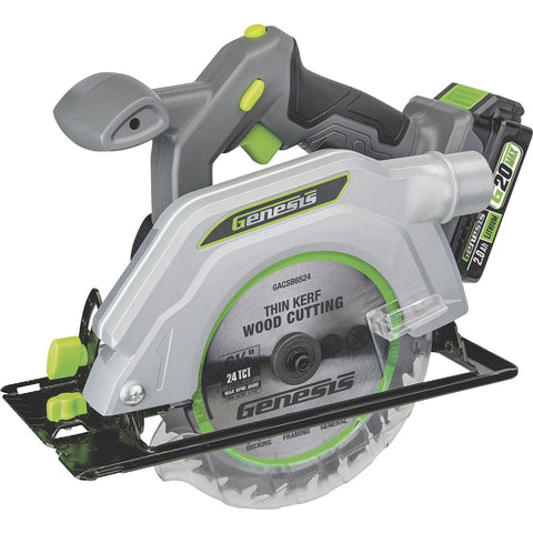 Genesis 20V Lithium-Ion Cordless Circular Saw Kit; Mfg #GLCS2065B