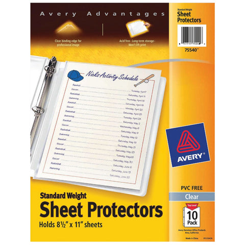 Avery Products Standard Weight Sheet Protector; Mfg #75540