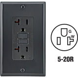 Leviton SmartLockPro Self-Test 20A GFCI Outlet With Wall Plate; Mfg #114-GFNT2-00E