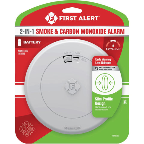 First Alert Battery Operated Carbon Monoxide and Smoke Alarm with Precision Detection; Mfg #1046793