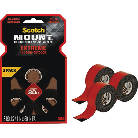 Scotch Mount Extreme Double-Sided Mounting Tape; Mfg #414H-3PK-DC