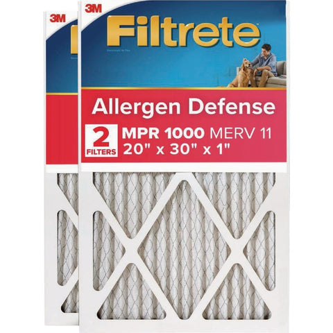 3M Filtrete Allergen Defense 20 In. x 30 In. x 1 In. Electrostatic Air Conditioner Filter; Mfg #9822-2PK-3