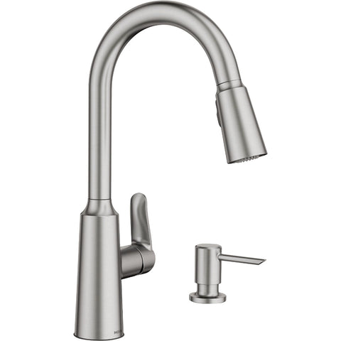 Moen Edwyn Single Handle Pull-Down Kitchen Faucet with Soap Dispenser; Mfg #87028SRS