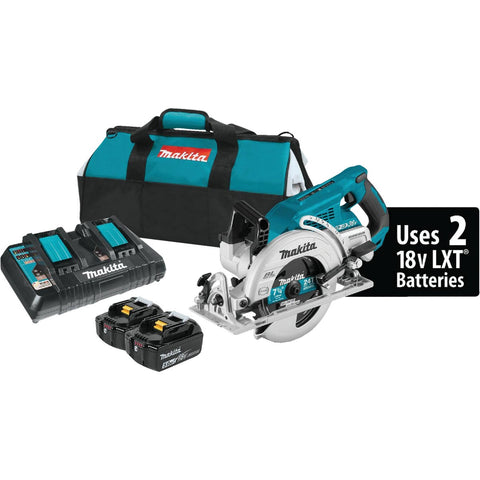 Makita 18V LXT X2 Lithium-Ion Brushless Cordless Circular Saw Kit, Rear Handle; Mfg #XSR01PT