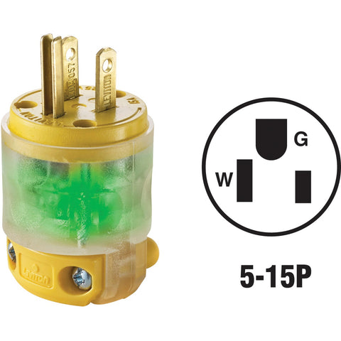 Leviton Illuminated Cord Plug; Mfg #R50-515PV-LIT