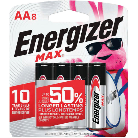 Energizer Max AA Alkaline Battery; Mfg #E91MP-8