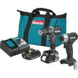 Makita 2-Tool Sub-Compact Hammer Drill/Driver & Impact Driver Cordless Tool Combo Kit; Mfg #CX205RB