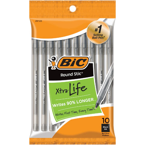 Bic Round Stic Ball Pen; Mfg #GSMP101BLK