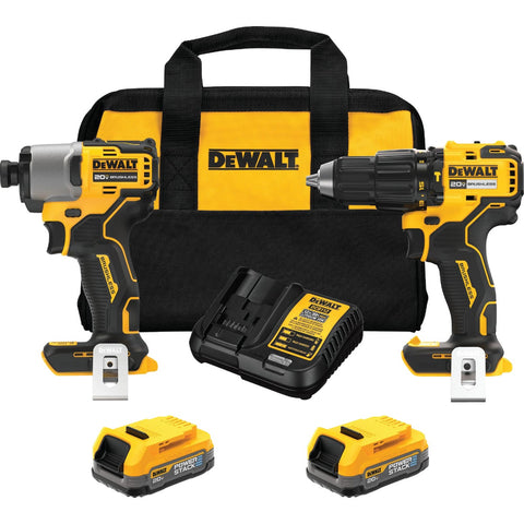 DeWalt 20V MAX POWERSTACK Hammer Drill/Driver & Impact Driver Cordless Tool Combo Kit; Mfg #DCK228E2