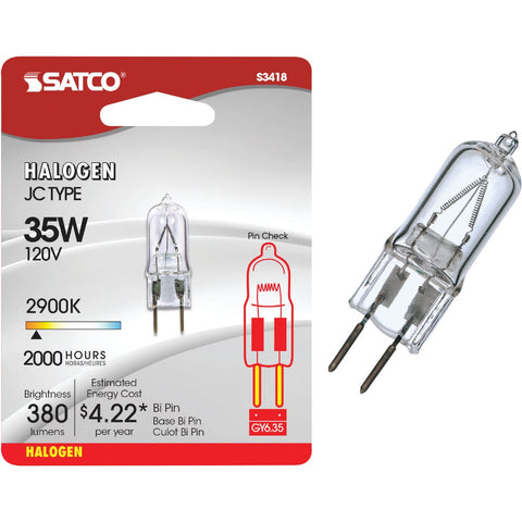 Satco T4 Bi-Pin Halogen Special Purpose Light Bulb; Mfg #S3418