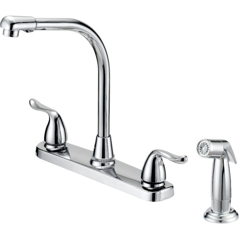Home Impressions Double Metal Handle Kitchen Faucet With Chrome Side Sprayer; Mfg #F8F10048CP-JPA9