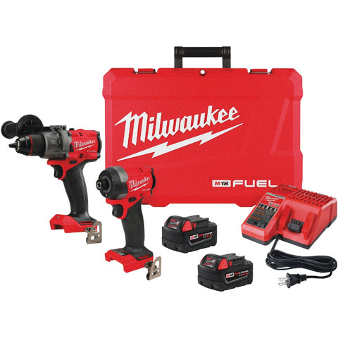 Milwaukee M18 FUEL Li-Ion Brushless Hammer Drill & Impact Cordless Tool Combo Kit; Mfg #3697-22