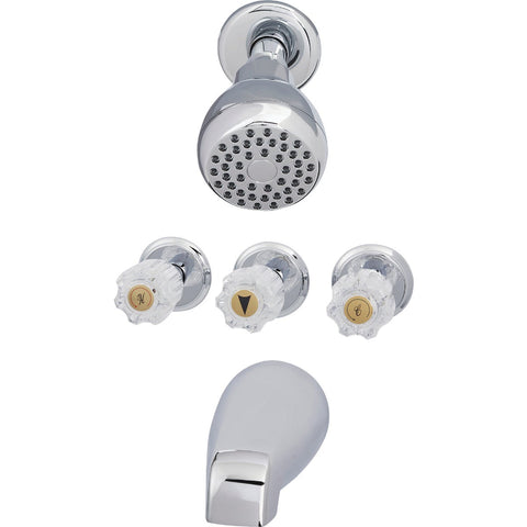 Home Impressions 3 Acrylic Knob Handle Tub & Shower Faucet Chrome Finish; Mfg #F3010505CP-JPA9