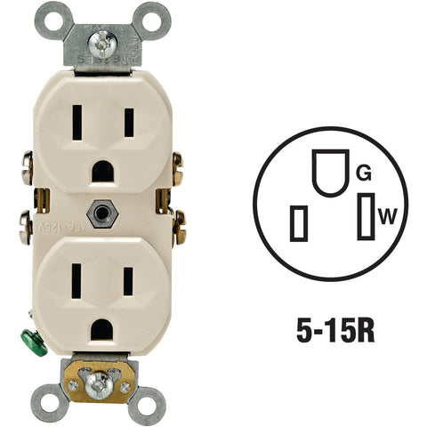 Leviton Commercial Grade Duplex Outlet; Mfg #S06-0BR15-0TS