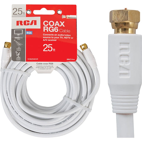 RCA RG6 Coaxial Cable; Mfg #VH625WHR