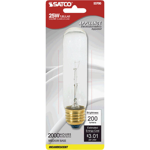 Satco T10 Incandescent Tubular Appliance Light Bulb; Mfg #S3700