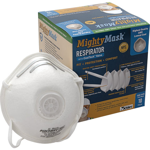 Mighty Mask N95 Dust & Face Mask with Valve; Mfg #16-90175