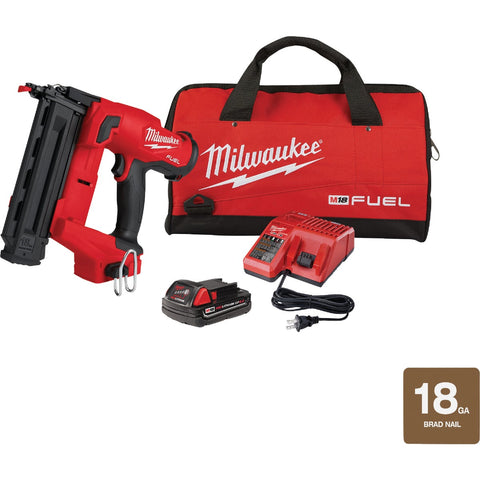 Milwaukee M18 FUEL Brushless Cordless Brad Nailer Kit; Mfg #2746-21CT