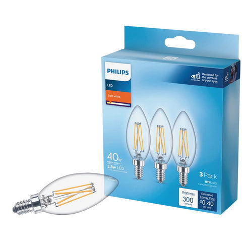 Philips B11 Candelabra LED Decorative Light Bulb; Mfg #567461