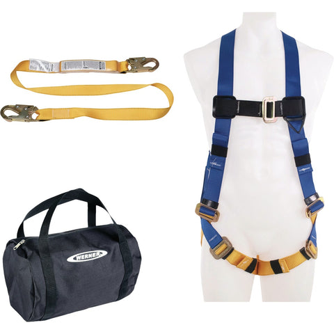 Werner Aerial Lift Safety Kit with BaseWear Standard Harness and 6 Ft. SoftCoil Lanyard; Mfg #K122023W