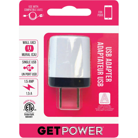 GetPower Wall USB Charger; Mfg #GP-ACETL-BLK