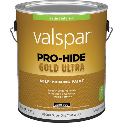 Valspar Pro-Hide Gold Ultra Zero VOC Latex Satin Interior Wall Paint; Mfg #028.0063000.007