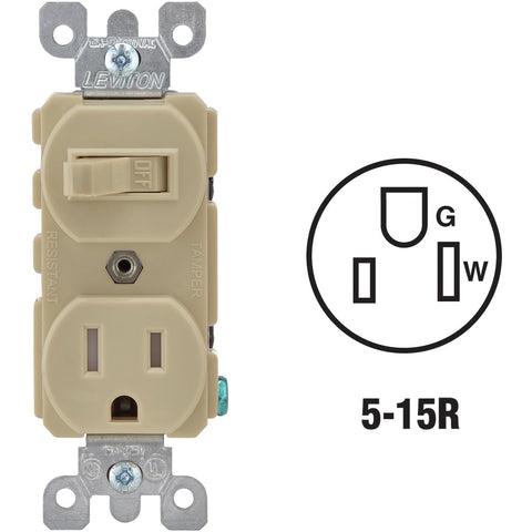Leviton Commercial Grade Switch & Outlet; Mfg #R51-T5225-0IS