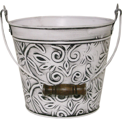 Robert Allen Vintage Banded Metal Planter; Mfg #MPT01628