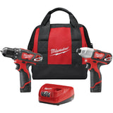 Milwaukee M12 Li-Ion Drill & Impact Cordless Tool Combo Kit; Mfg #2494-22