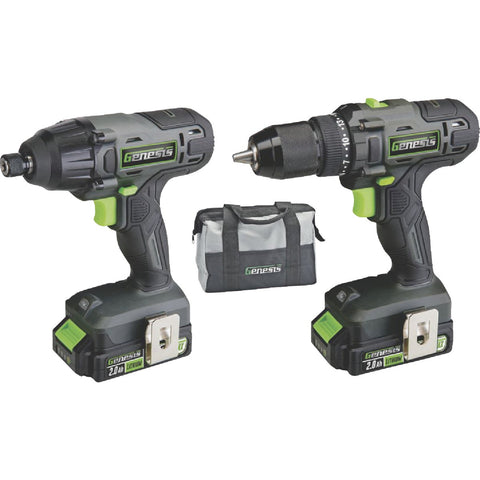 Genesis 20V Lithium-Ion Drill Driver & Impact Driver Cordless Tool Combo Kit; Mfg #GL20DIDKB2