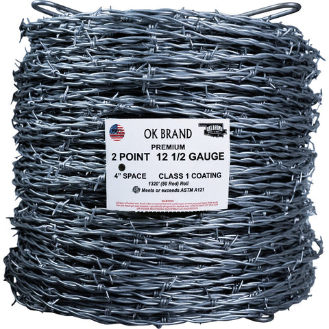 Oklahoma Steel 2 Pt. 4 In. Barbed Wire; Mfg #CM260-001-1004